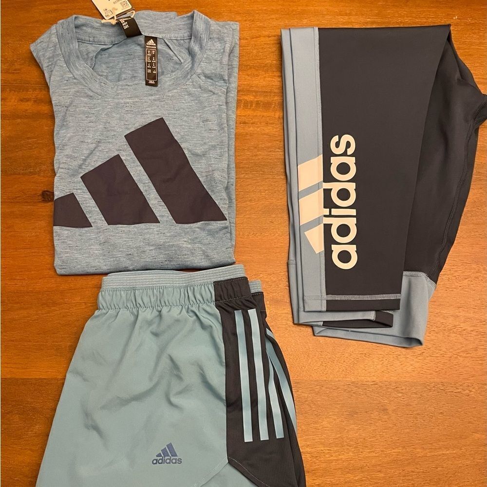 3 Pcs Adidas Matching Sports Wear TANK-SHORTS-LEGGINGS.